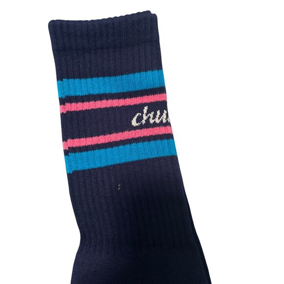 New in Package Chubbies Crew Socks Color Block Footbed Measures 9" - Picture 2 of 4